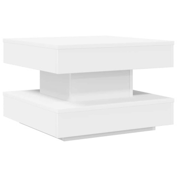Măsuță cafea rotativă 360 grade, alb 50x50x34,5 cm - Img 2