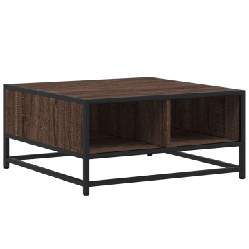 Măsuță cafea stejar maro 60,5x60,5x30 cm lemn prelucrat/metal - Img 2