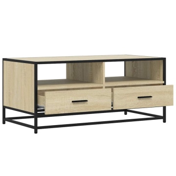 Măsuță cafea stejar sonoma 100x50x45 cm lemn prelucrat și metal - Img 7
