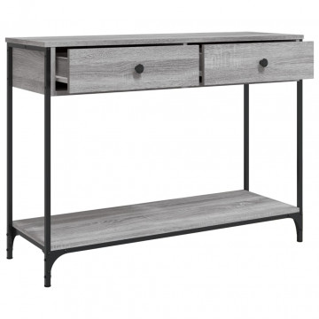 Măsuță consolă, gri sonoma, 100x34,5x75 cm, lemn prelucrat - Img 8