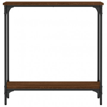 Măsuță consolă, stejar maro, 75x22,5x75 cm, lemn prelucrat - Img 4