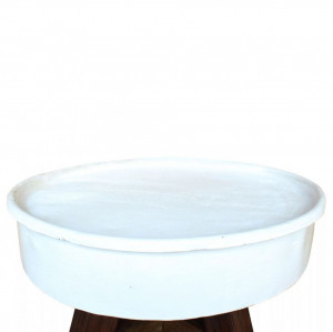Măsuță de cafea, alb, 60 x 45 cm, lemn masiv reciclat - Img 4