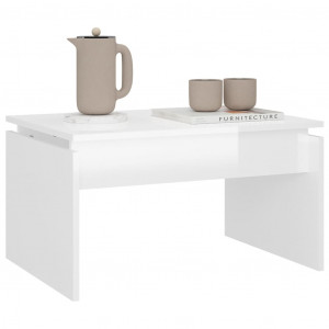 Măsuță de cafea, alb extralucios, 68x50x38 cm, PAL - Img 4