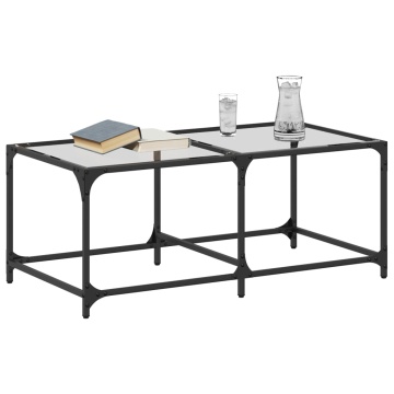 Măsuță de cafea cu blat sticlă transparentă 98,5x50x40 cm oțel - Img 3