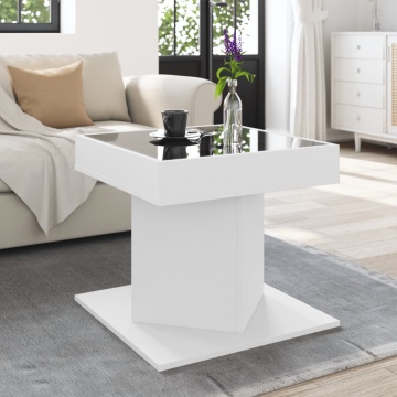 Măsuță de cafea cu LED, alb, 50x50x45 cm, lemn prelucrat - Img 4