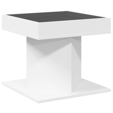 Măsuță de cafea cu LED, alb, 50x50x45 cm, lemn prelucrat - Img 7