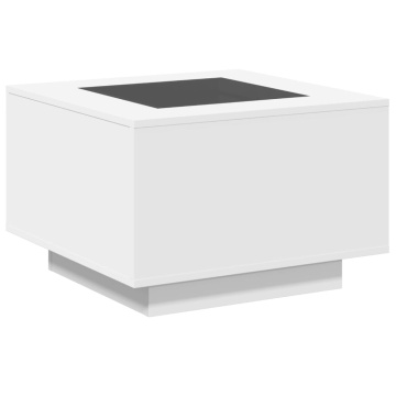 Măsuță de cafea cu LED, alb, 60x60x40 cm, lemn prelucrat - Img 7