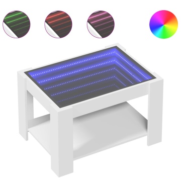 Măsuță de cafea cu LED, alb, 73x53x45 cm, lemn prelucrat - Img 2