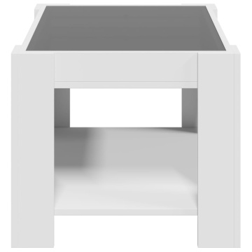 Măsuță de cafea cu LED, alb, 73x53x45 cm, lemn prelucrat - Img 6