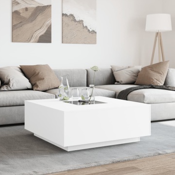 Măsuță de cafea cu LED infinity, alb, 100x100x40 cm - Img 4
