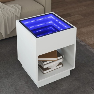 Măsuță de cafea cu LED infinity, alb, 40x40x50 cm - Img 1