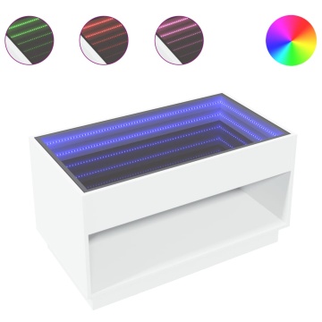 Măsuță de cafea cu LED infinity, alb, 90x50x50 cm - Img 2