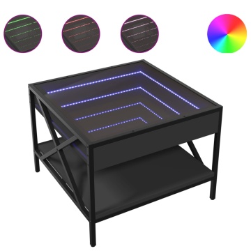 Măsuță de cafea cu LED infinity, negru, 50x50x38 cm - Img 2
