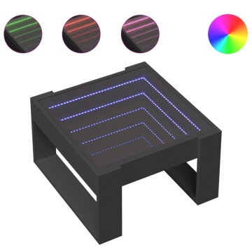 Măsuță de cafea cu LED infinity, negru, 50x53x30 cm - Img 2
