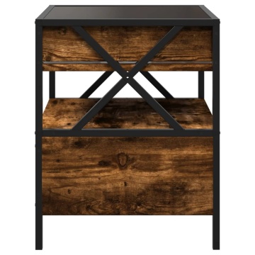Măsuță de cafea cu LED infinity, stejar fumuriu, 40x40x51 cm - Img 6