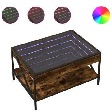 Măsuță de cafea cu LED infinity, stejar fumuriu, 70x50x38 cm - Img 2