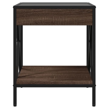 Măsuță de cafea cu LED infinity, stejar maro, 40x40x49 cm - Img 5