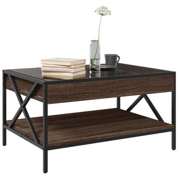 Măsuță de cafea cu LED infinity, stejar maro, 70x50x38 cm - Img 8