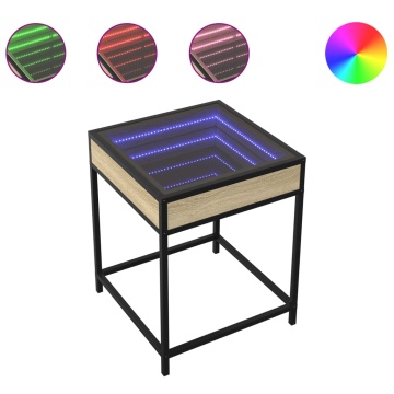 Măsuță de cafea cu LED infinity, stejar sonoma, 40x40x51 cm - Img 2