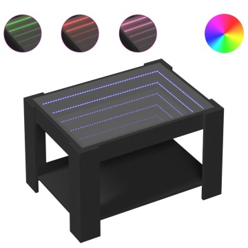 Măsuță de cafea cu LED, negru, 73x53x45 cm, lemn prelucrat - Img 2