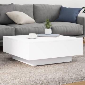 Măsuță de cafea cu lumini LED, alb, 80x80x31 cm - Img 1