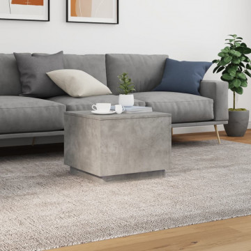 Măsuță de cafea cu lumini LED, gri beton, 50x50x40 cm - Img 4