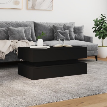 Măsuță de cafea cu lumini LED, negru, 90x50x40 cm - Img 4