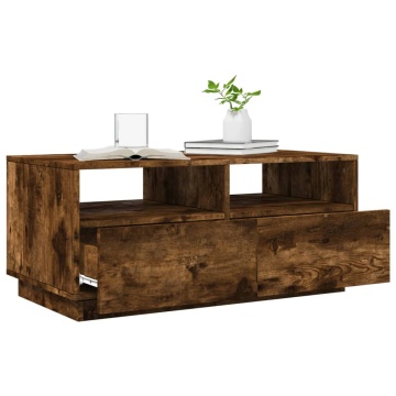 Măsuță de cafea cu lumini LED, stejar fumuriu, 90x49x40 cm - Img 4