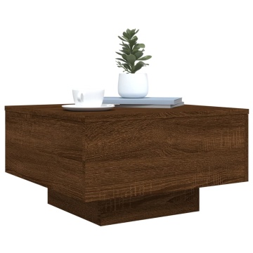 Măsuță de cafea cu lumini LED, stejar maro, 55x55x31 cm - Img 6