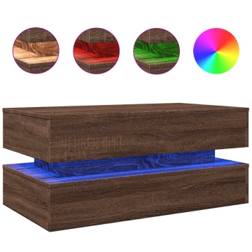 Măsuță de cafea cu lumini LED, stejar maro, 90x50x40 cm - Img 2