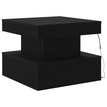 Masuta de cafea cu lumini LED Stejar negru 50x50x40 cm - Img 7