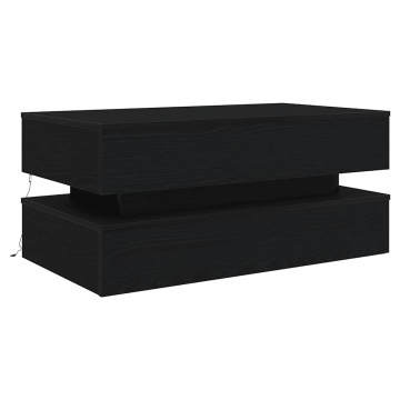Masuta de cafea cu lumini LED Stejar negru 90x50x40 cm - Img 2