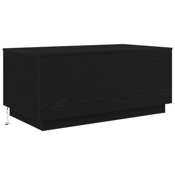 Masuta de cafea cu lumini LED Stejar negru 90x50x40 cm - Img 2