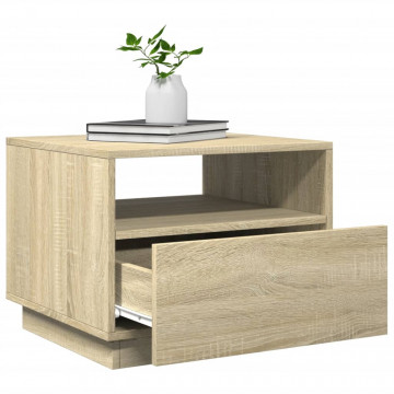 Măsuță de cafea cu lumini LED, stejar sonoma, 50x49x40 cm - Img 5