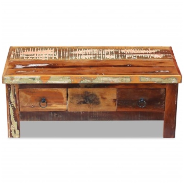 Măsuță de cafea cu sertare, 90x45x35 cm, lemn solid reciclat - Img 5