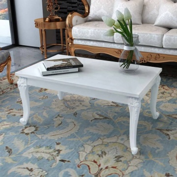 Măsuță de cafea din fibră de sticlă lucioasă 100x60x42 cm albă - Img 1