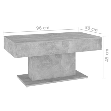 Măsuță de cafea, gri beton, 96x50x45 cm, PAL - Img 5