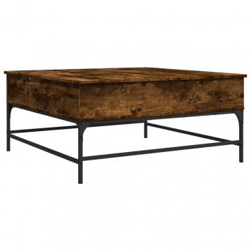 Măsuță de cafea stejar fumuriu 95x95x45 cm lemn prelucrat/metal - Img 2