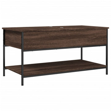 Măsuță de cafea stejar maro 100x50x50 cm lemn prelucrat/metal - Img 2