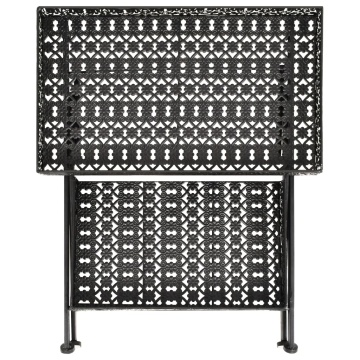 Măsuță de ceai pliabilă stil vintage negru 58x35x72 cm metal - Img 3