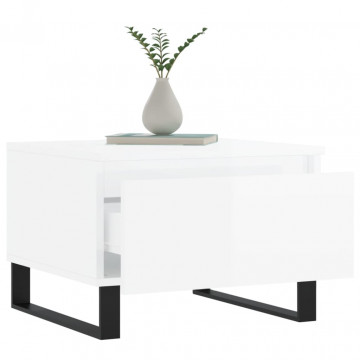 Mese de cafea 2 buc. alb extralucios 50x46x35 cm lemn compozit - Img 4