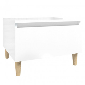 Mese laterale 2 buc. alb extralucios 50x46x35 cm lemn compozit - Img 6