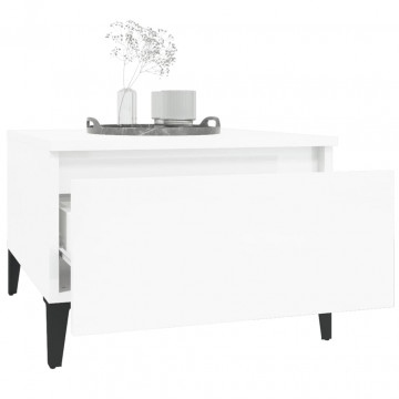 Mese laterale 2 buc. alb extralucios 50x46x35 cm lemn compozit - Img 8