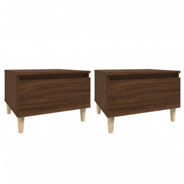 Mese laterale 2 buc. stejar maro 50x46x35 cm lemn compozit - Img 2