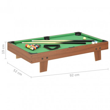 Mini masă de biliard, 92 x 52 x 19 cm, maro și verde - Img 7