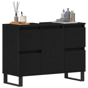 Mobilier baie, chiuvetă neagră din stejar 80x33x60 cm din lemn prelucrat - Img 3