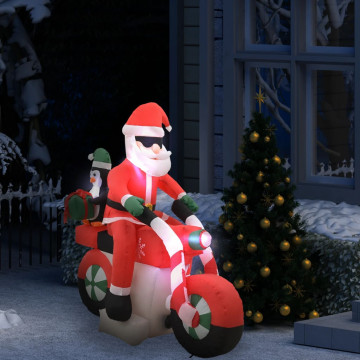 Moș Crăciun pe motocicletă gonflabil, LED, IP44, 160 cm - Img 1