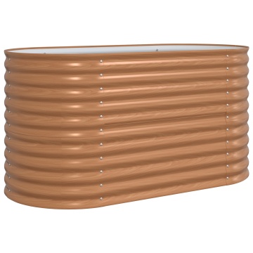 Nisip de grădină ridicat maro cu aspect de lemn 160x80x81 cm din oțel - Img 2