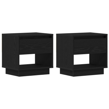 Noptieră 2 buc Negru Stejar 45x34x49 cm Lemn prelucrat - Img 2