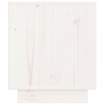 Noptieră, alb, 40x34x40 cm, lemn masiv de pin - Img 5